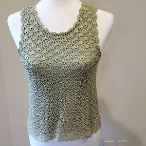 Elegant Olive Lace Sleeveless Top